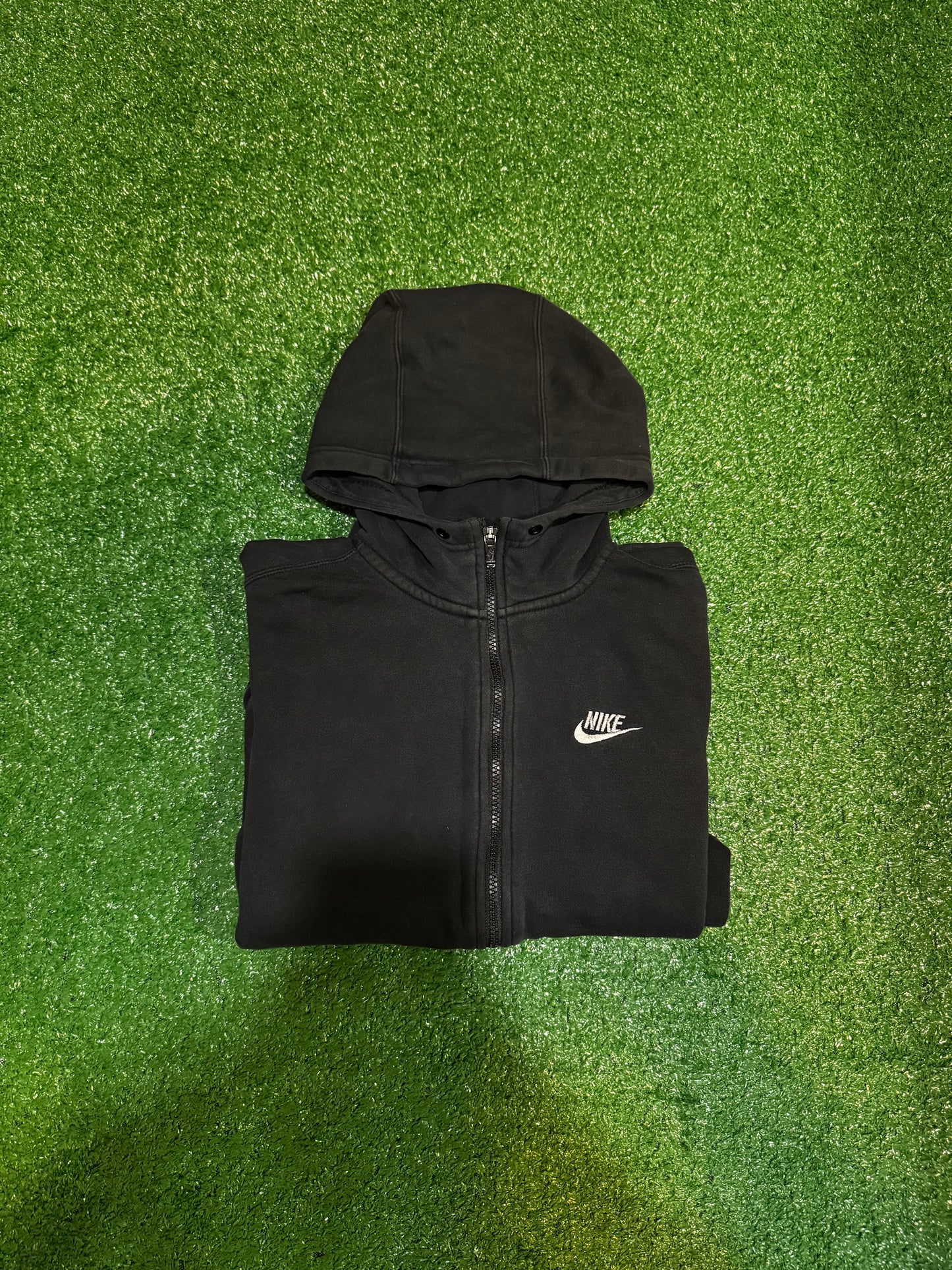 1990s/Early 2000s Black Nike Zip-Up Hoodie Size M