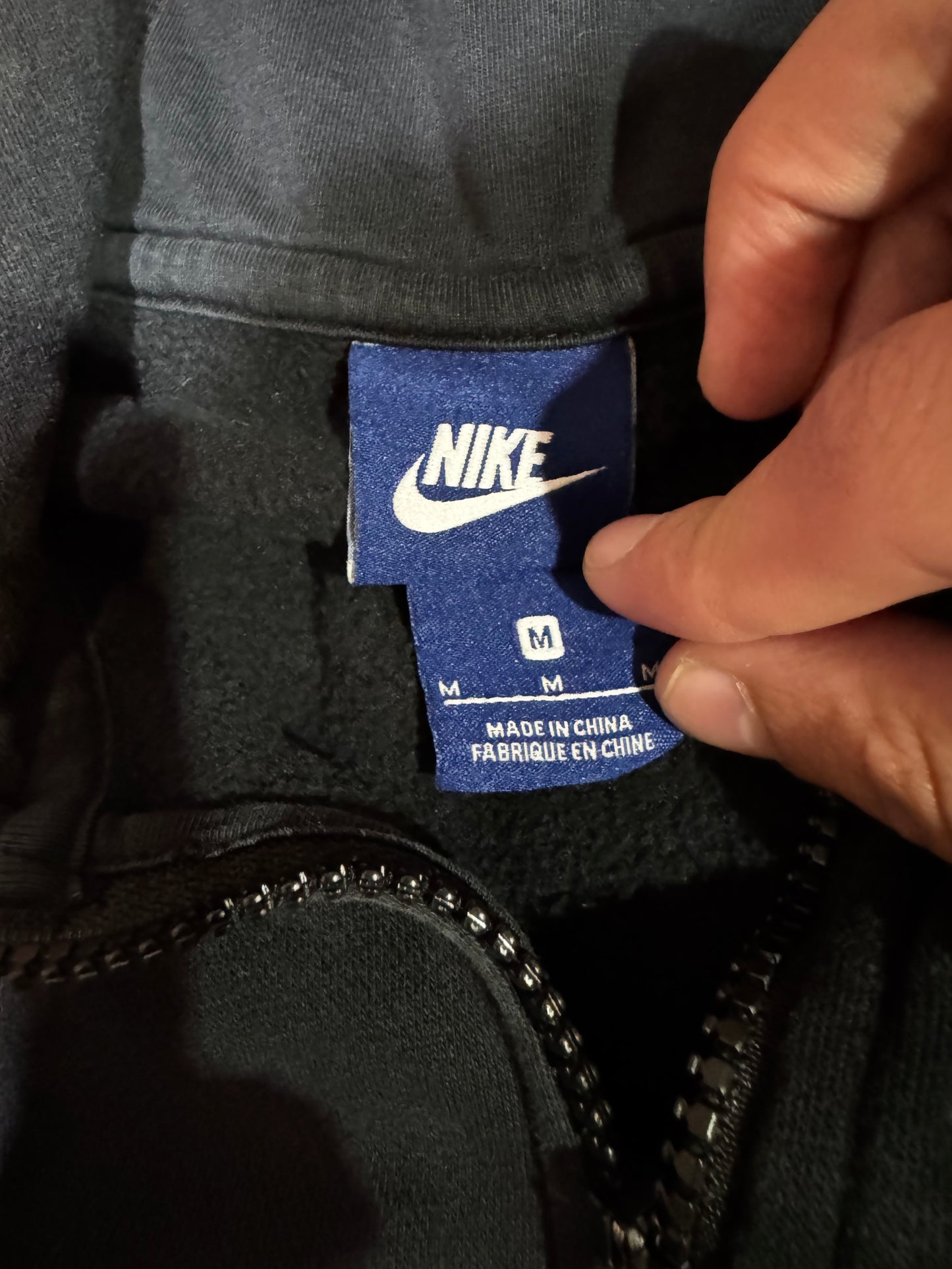 1990s/Early 2000s Black Nike Zip-Up Hoodie Size M