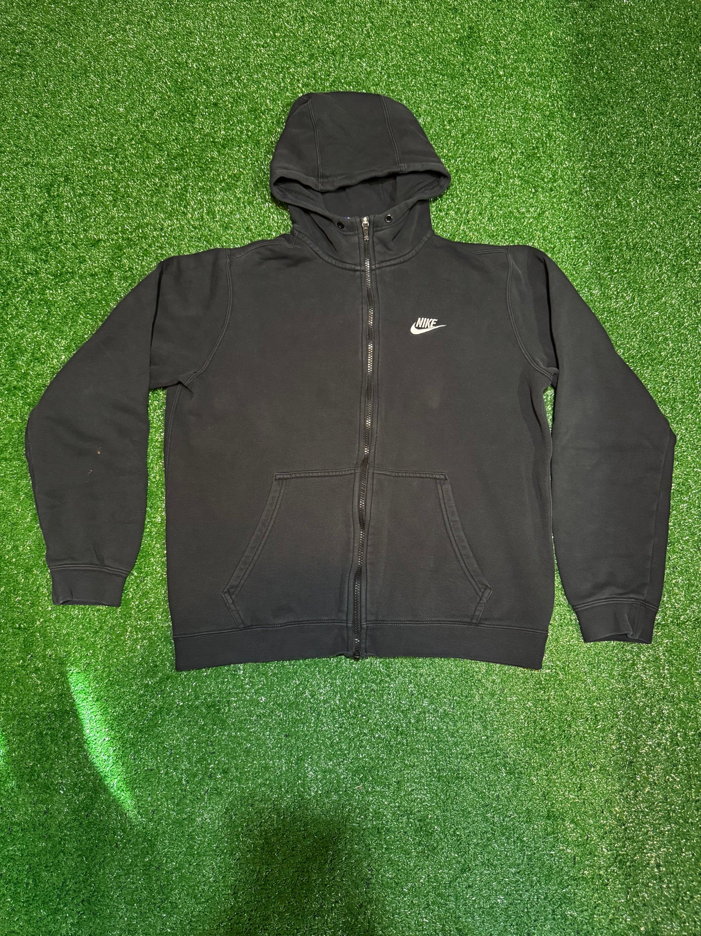 1990s/Early 2000s Black Nike Zip-Up Hoodie Size M