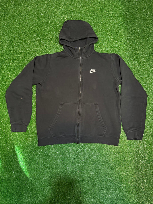 1990s/Early 2000s Black Nike Zip-Up Hoodie Size M